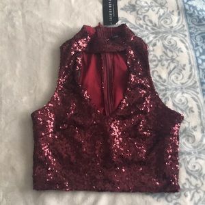 Maroon sequined crop top